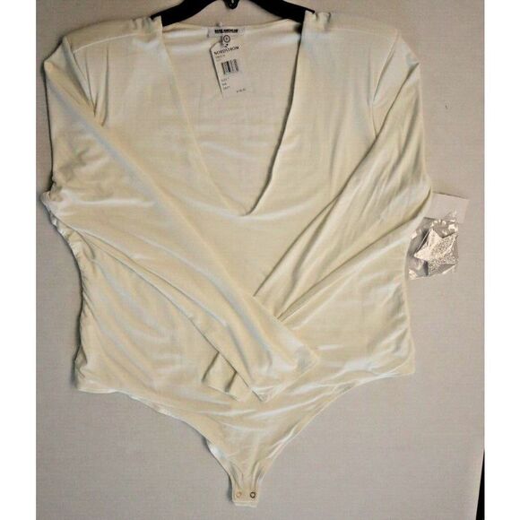 Good American Women Plus Sz 7 (4XL) Ivory Good Body Power Shoulder Bodysuit $109 - Picture 7 of 7